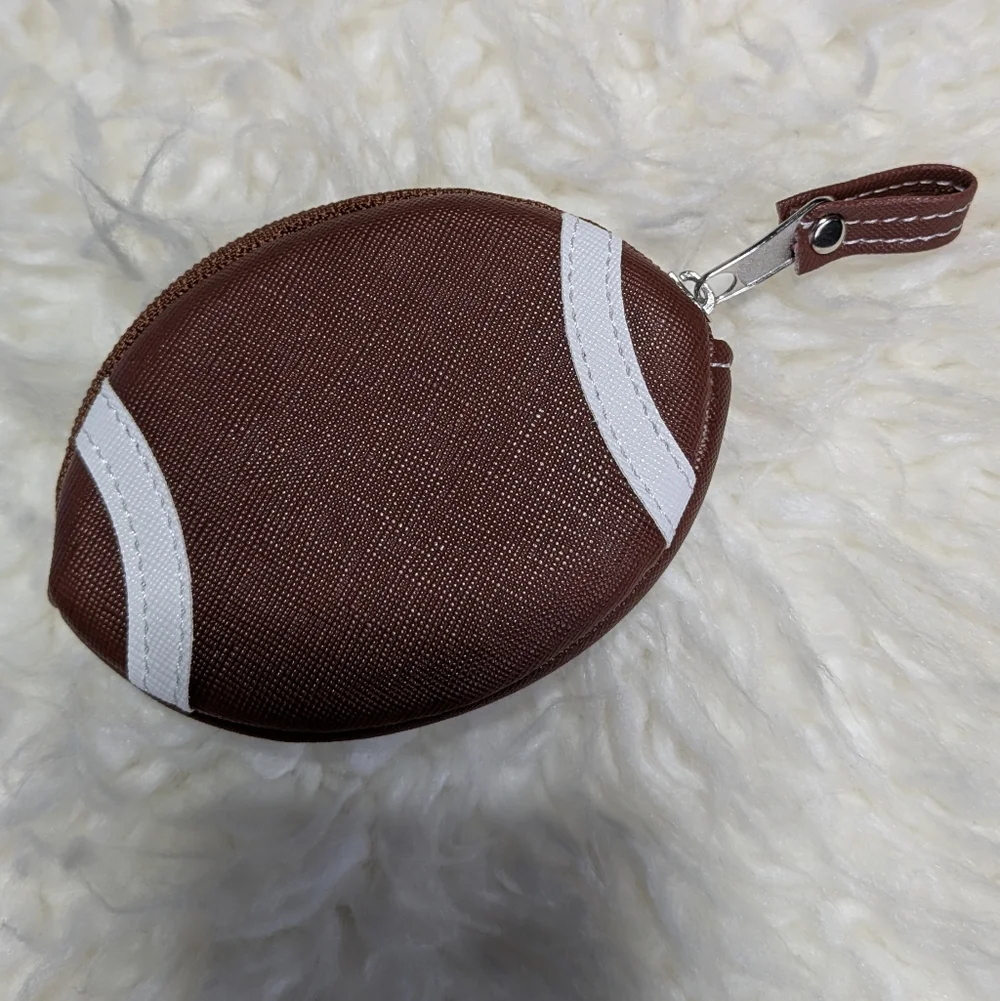 Brown Football-Shaped Coin Purse For Any Age